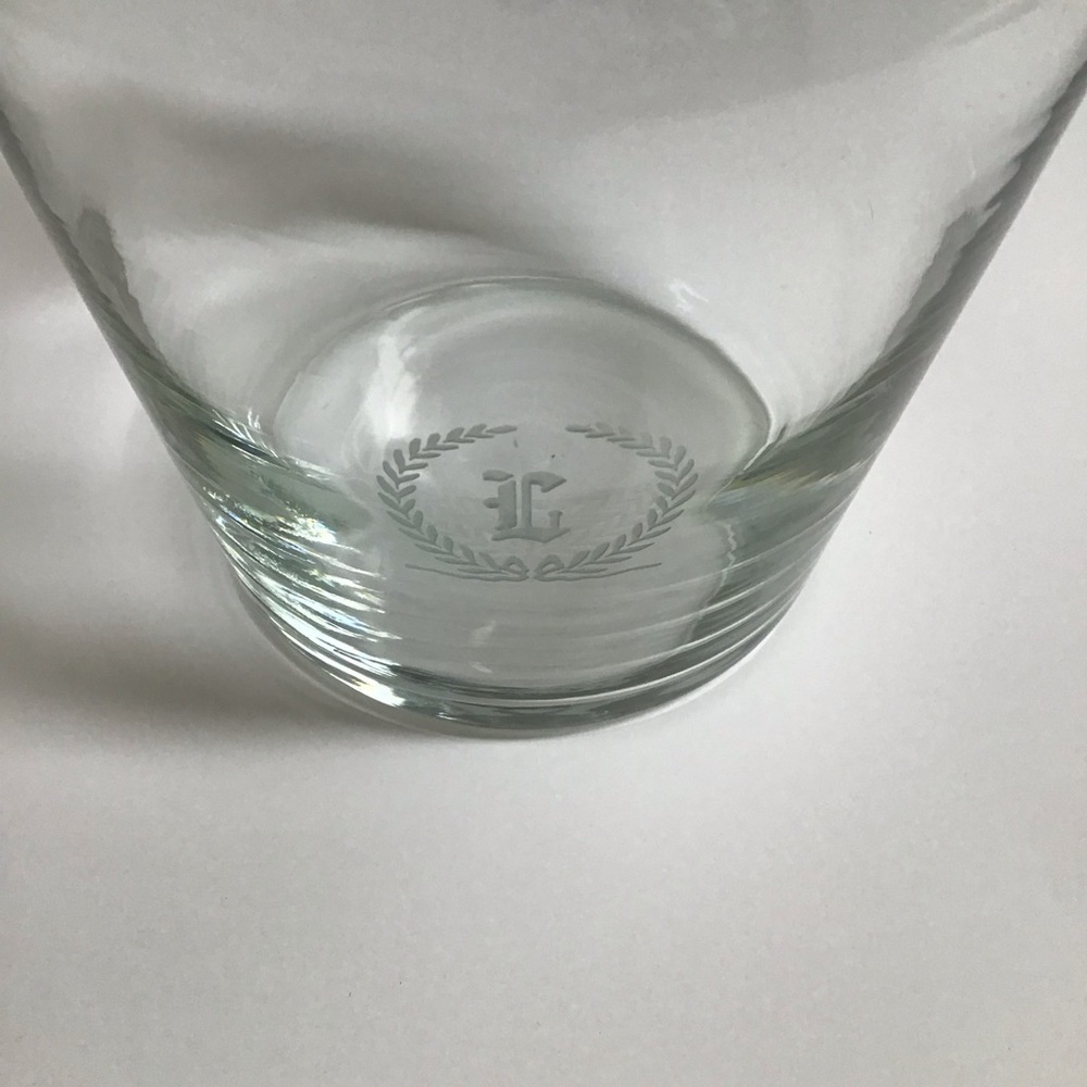 Letter L Monogram Wine Decanter Carafe 6 Glasses SET Etched Clear Glass Barware - Picture 14 of 16
